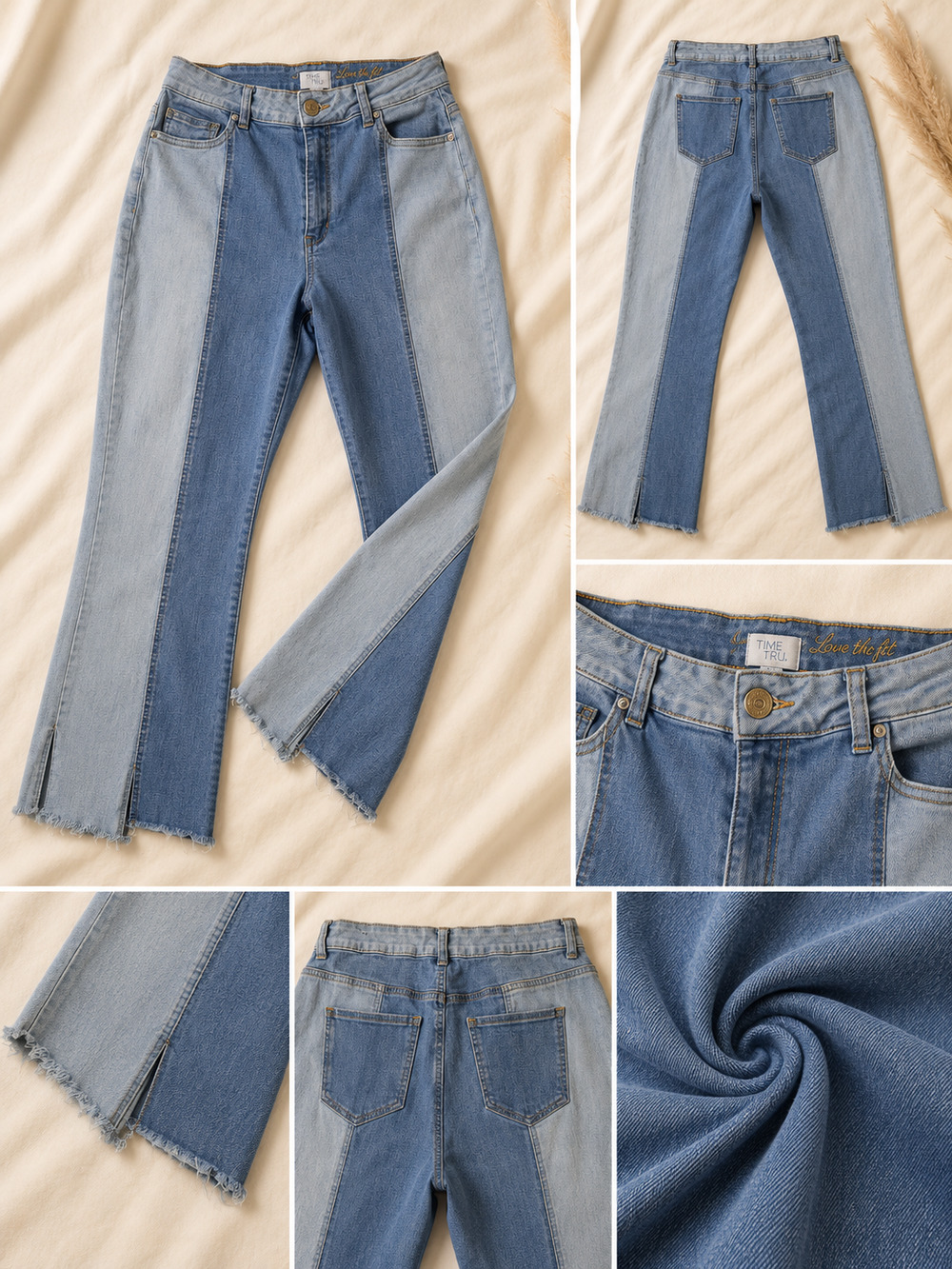 Copper Flash Size 10 Two Tone Colorblock Cropped Flare Jeans Raw Hem High Rise